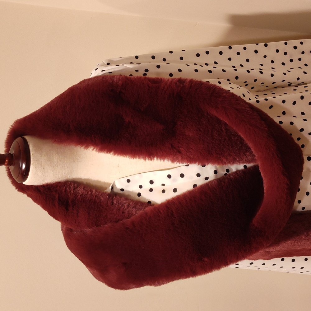 Faux Fur Scarf, Red